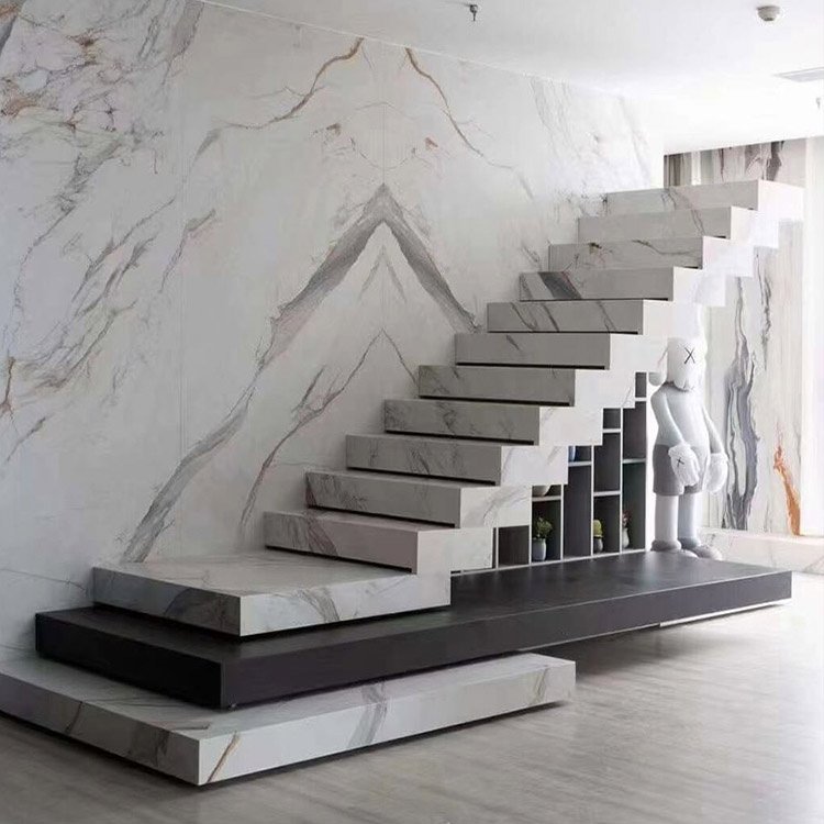 Ace Promotion Price Floating Stairs Natural Stone Marble ladder Stair Steps Fast Delivery Floating Stair Treads