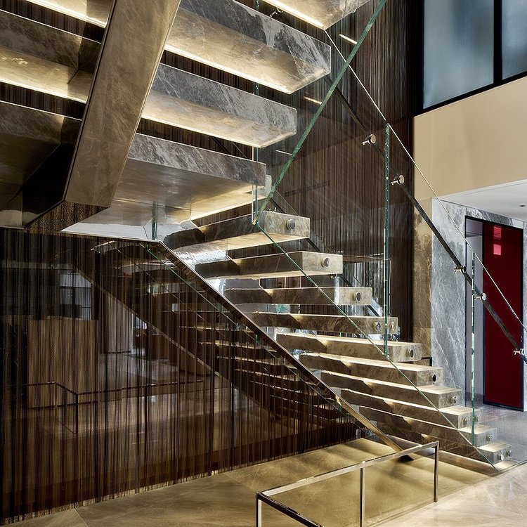Ace Promotion Price Floating Stairs Natural Stone Marble ladder Stair Steps Fast Delivery Floating Stair Treads