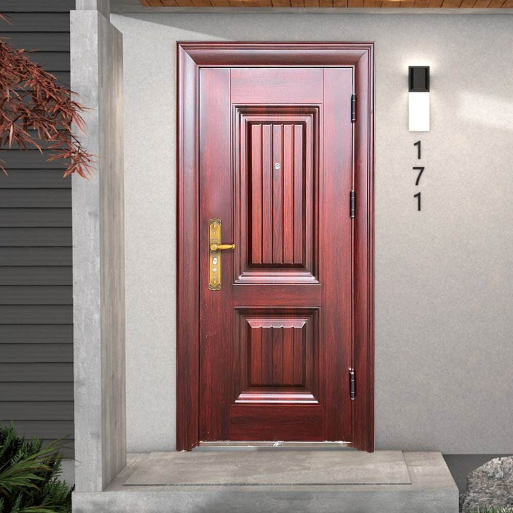 Main Gate Modern Designs Exterior Front Entry Doors Wrought Iron Entrance Security Steel Door For House with smart lock