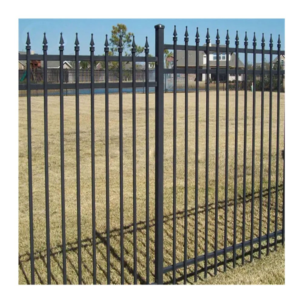 Best selling wrought iron fences and gates for houses garden supplies spear top picket fence panels for outdoor