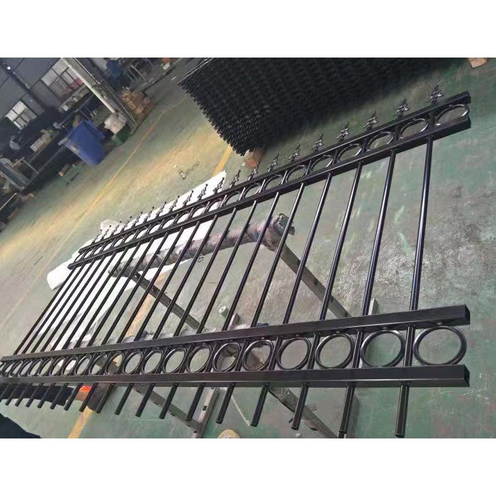 Best selling wrought iron fences and gates for houses garden supplies spear top picket fence panels for outdoor