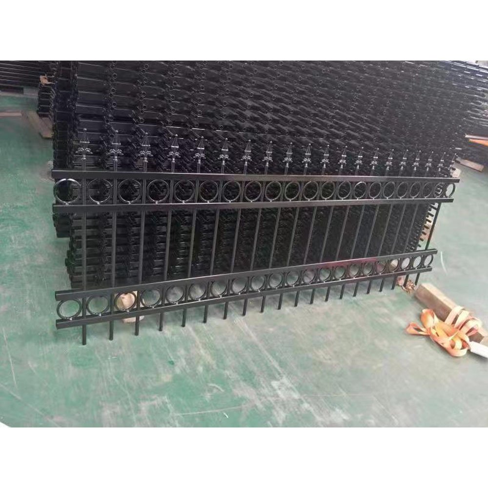 Best selling wrought iron fences and gates for houses garden supplies spear top picket fence panels for outdoor