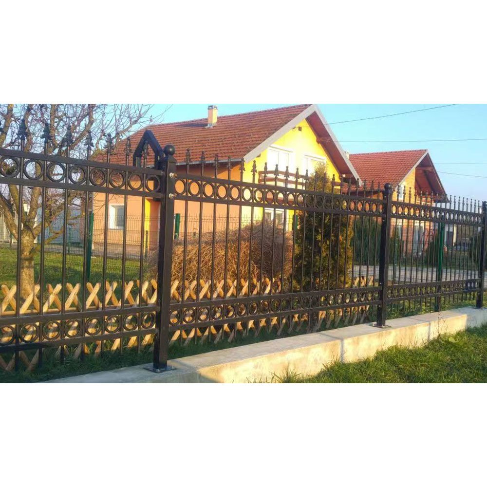 Best selling wrought iron fences and gates for houses garden supplies spear top picket fence panels for outdoor