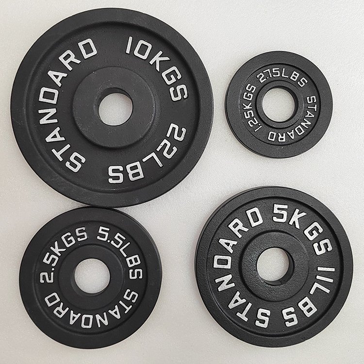 2 Inch 50mm Black Powder Coated Powerlifting Barbell Standard Cast Iron Weight Plates