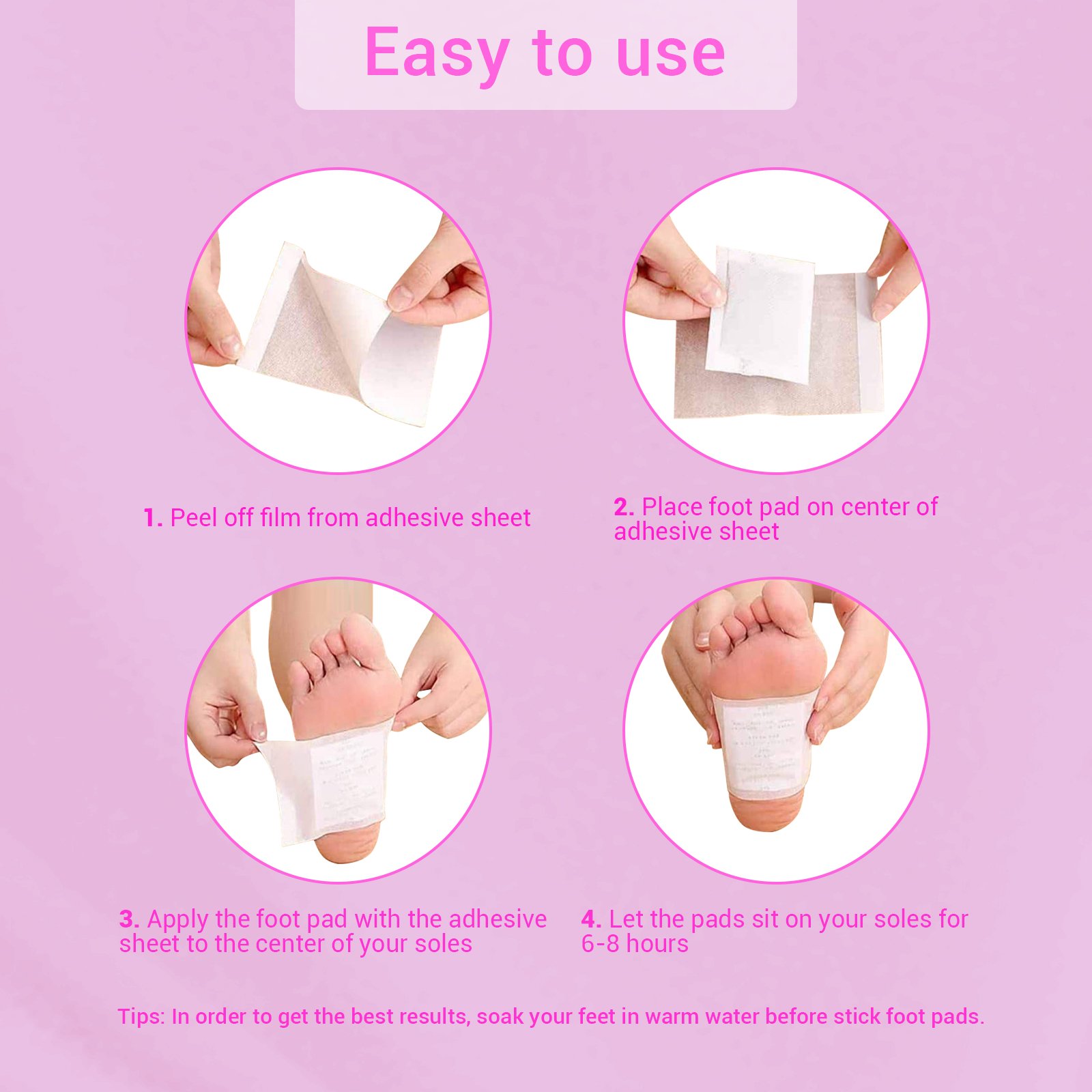 Natural Ingredients Pain Relief Bamboo Foot Detox Pads to Remove Toxin Foot and Body Care Deep Cleansing Foot Pads
