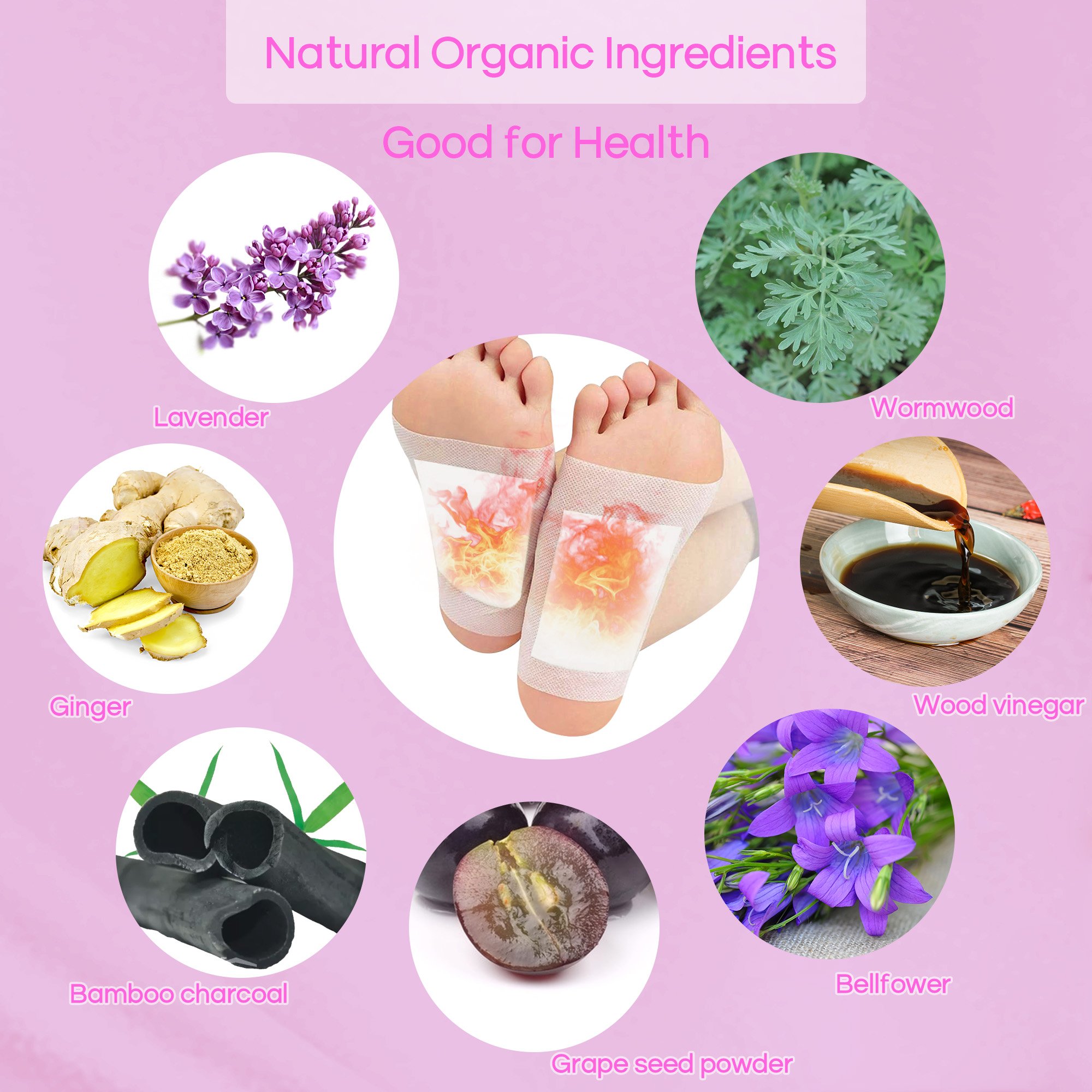 Natural Ingredients Pain Relief Bamboo Foot Detox Pads to Remove Toxin Foot and Body Care Deep Cleansing Foot Pads