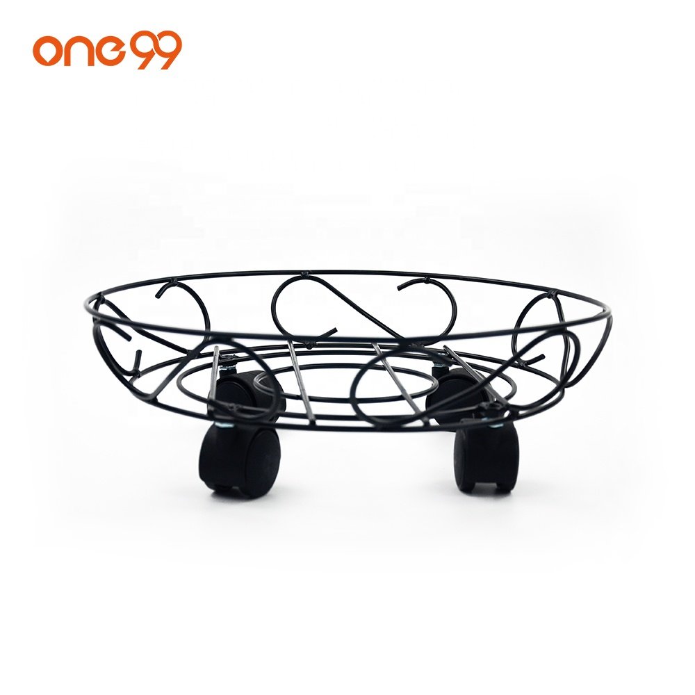 one99 13in Metal Plant Round Flower Pot Stand Rolling Tray Plant Caddy Flower Pot Rack