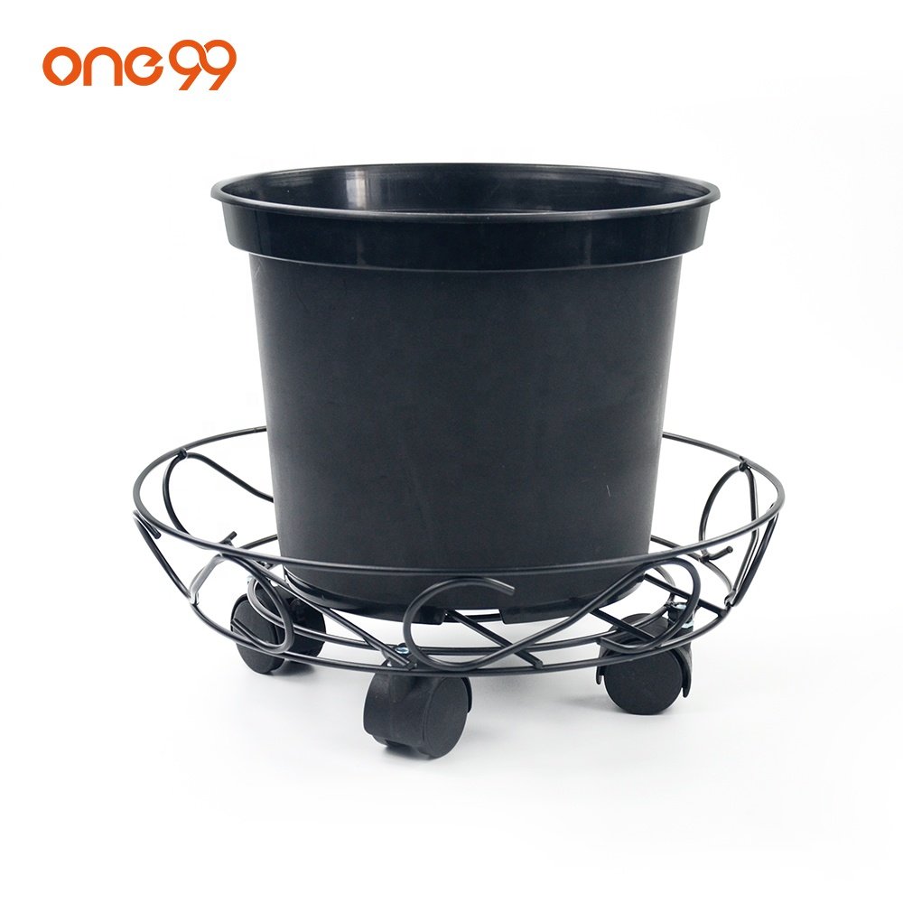 one99 13in Metal Plant Round Flower Pot Stand Rolling Tray Plant Caddy Flower Pot Rack