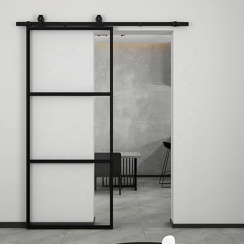 America style 30inch farm warehouse roller hanging operate elegance iron material barn door renin sliding