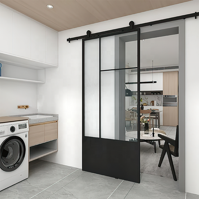 America style 30inch farm warehouse roller hanging operate elegance iron material barn door renin sliding