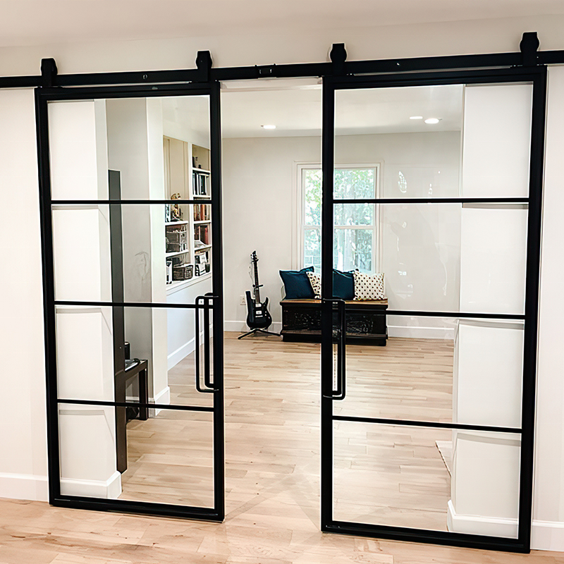 America style 30inch farm warehouse roller hanging operate elegance iron material barn door renin sliding