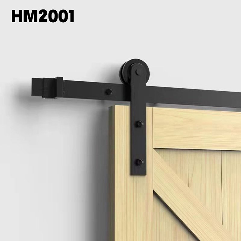 Antique Style Wooden Sliding Barn Door With Hardware Kit For Aluminum Doors Black Powder Coated Barn Sliding Door Hardware