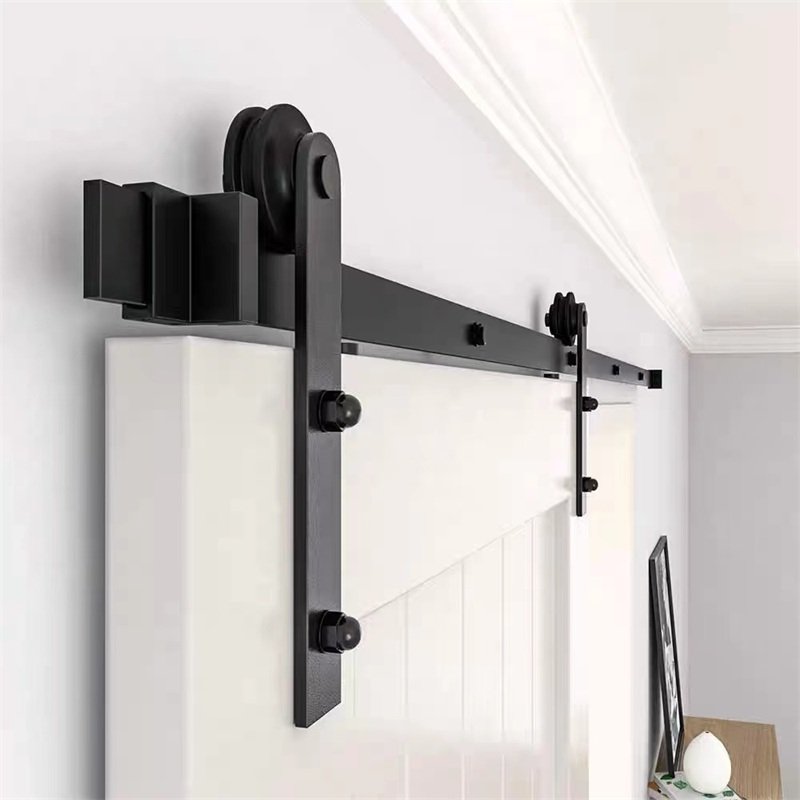 Antique Style Wooden Sliding Barn Door With Hardware Kit For Aluminum Doors Black Powder Coated Barn Sliding Door Hardware