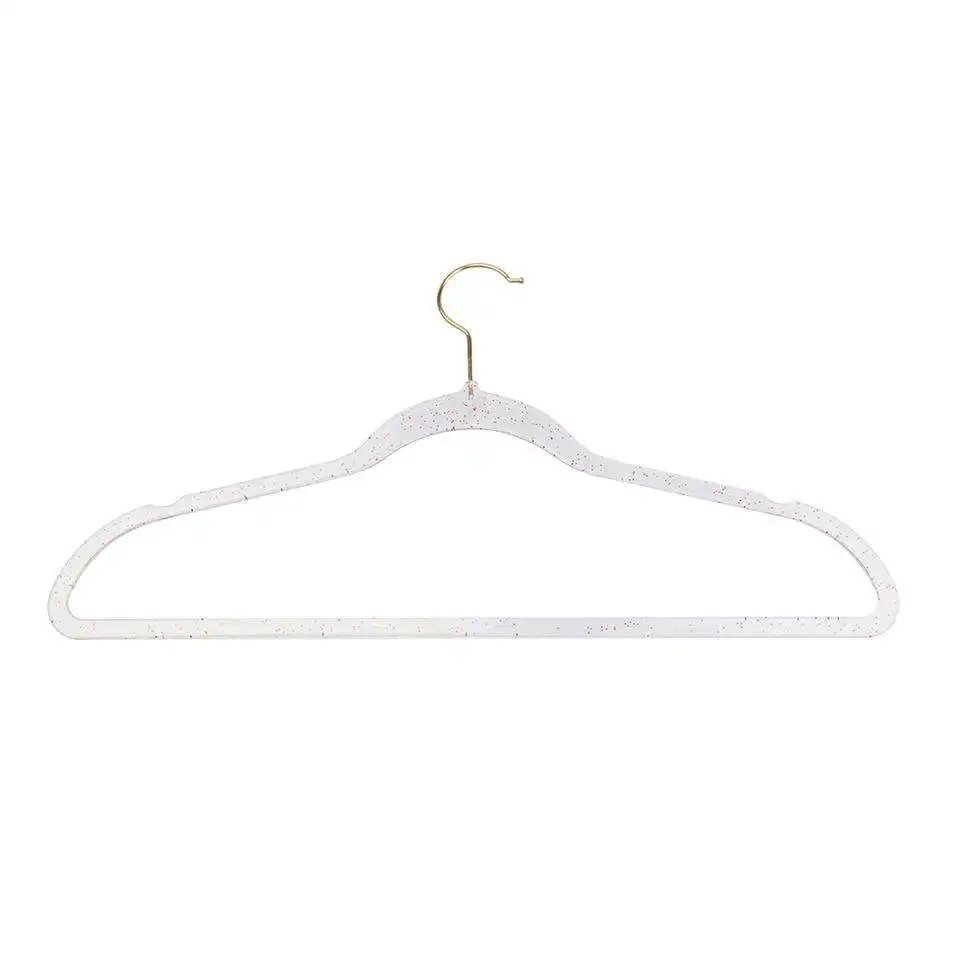 High quality plastic transparent anti slip space saving suit hanger, glittering acrylic gold powder pearl hanger