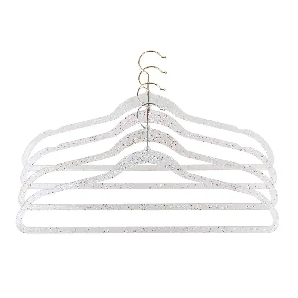High quality plastic transparent anti slip space saving suit hanger, glittering acrylic gold powder pearl hanger