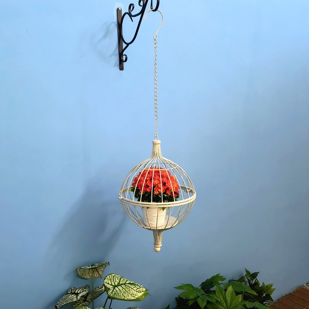 Birdcage Hanging Planter Metal Wire Flower Pot Basket Wrought Iron Plant Stands for Plants Flowers Garden Patio Balcony decor