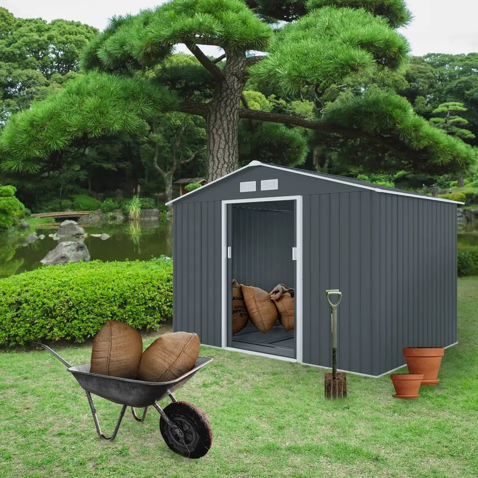 Hot Sale 2.38*1.3*1.8m cost efficient and popular pent metal shed storage Garden Houses with good quality