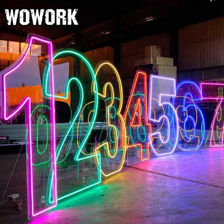 WOWORK Wholesale 3ft 4ft RGB LED acrylic display neon lamp sign letter with stand up decoration for wedding birthday party event