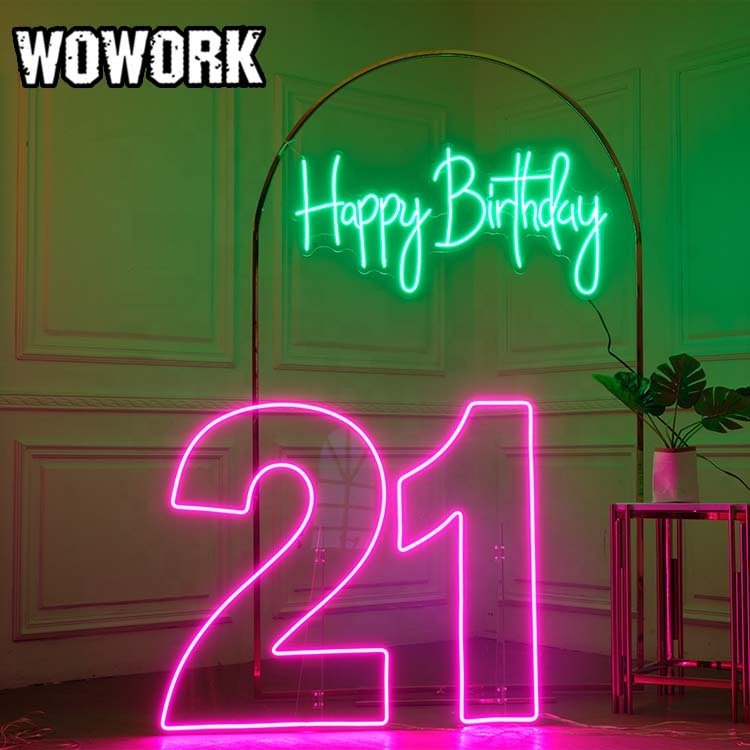WOWORK Wholesale 3ft 4ft RGB LED acrylic display neon lamp sign letter with stand up decoration for wedding birthday party event
