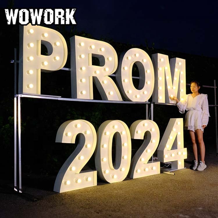 WOWORK Wholesale 3ft 4ft RGB LED acrylic display neon lamp sign letter with stand up decoration for wedding birthday party event
