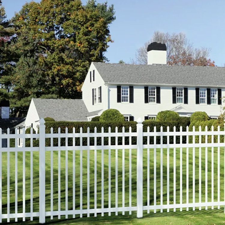 Powder coated steel square tube flat top black fence designs wrought iron fence galvanized steel metal picket ornamental fence
