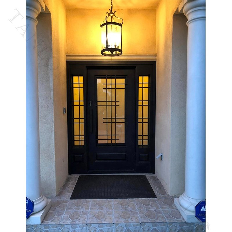 Modern Wrought Iron Exterior Metal Doors Metal Design Front Commercial Building