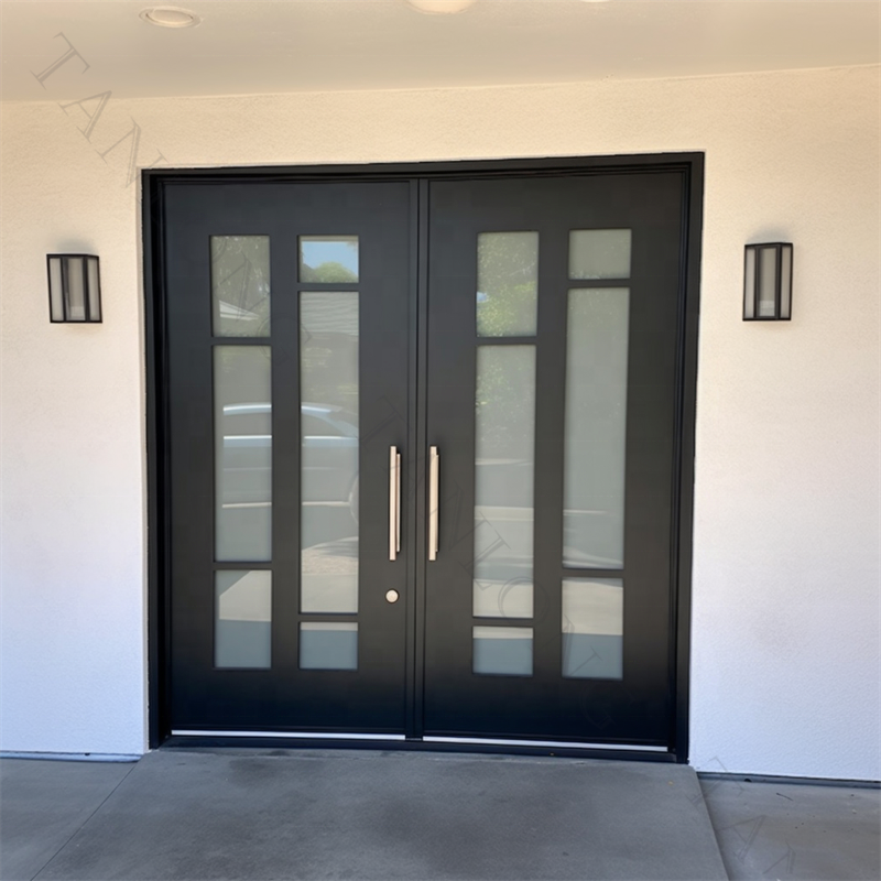 Modern Wrought Iron Exterior Metal Doors Metal Design Front Commercial Building