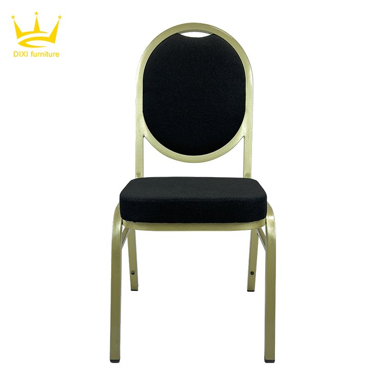 Wholesale Black Round Back Banquet Chair Wedding Event Hotel Stackable Gold Color Metal Chair For Hall