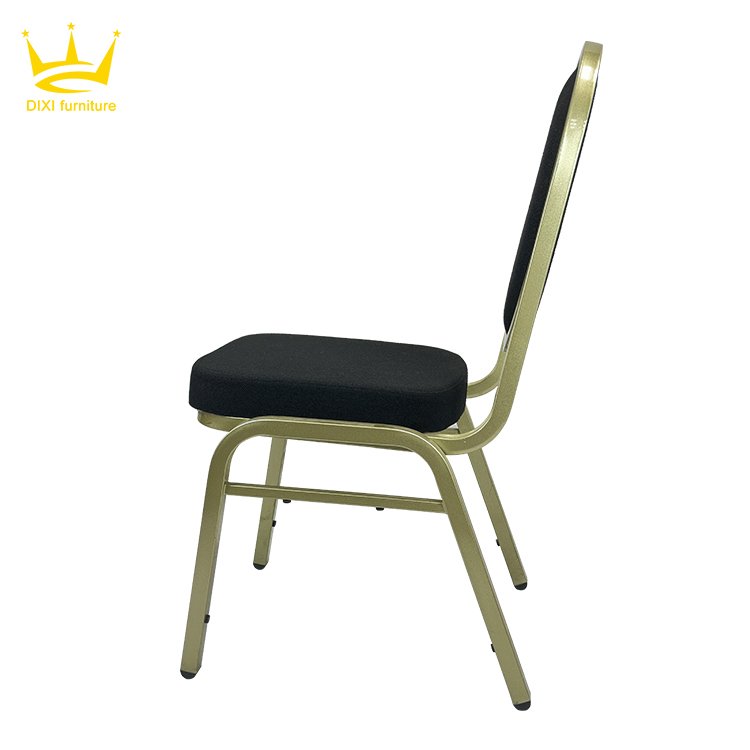 Wholesale Black Round Back Banquet Chair Wedding Event Hotel Stackable Gold Color Metal Chair For Hall