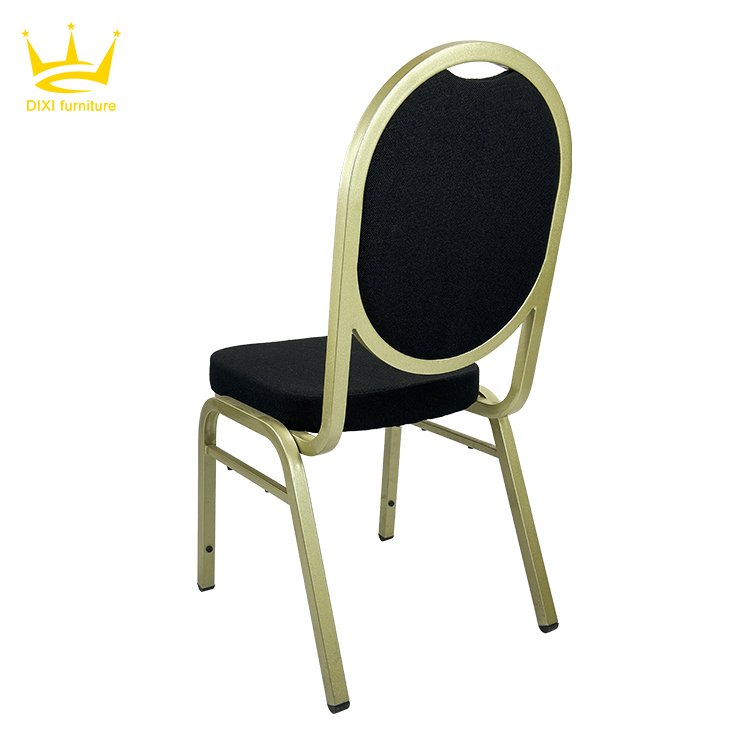 Wholesale Black Round Back Banquet Chair Wedding Event Hotel Stackable Gold Color Metal Chair For Hall