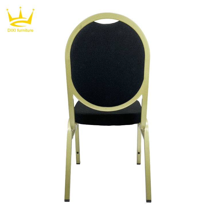 Wholesale Black Round Back Banquet Chair Wedding Event Hotel Stackable Gold Color Metal Chair For Hall