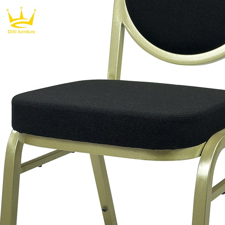 Wholesale Black Round Back Banquet Chair Wedding Event Hotel Stackable Gold Color Metal Chair For Hall