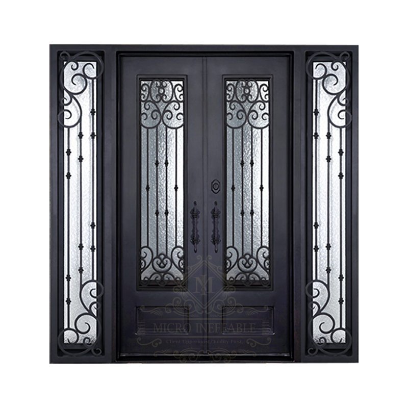 Top Level Modern Metal Exterior Iron Glass Entrance Main Door Wrought Iron Door Designs Iron Front Entry Door