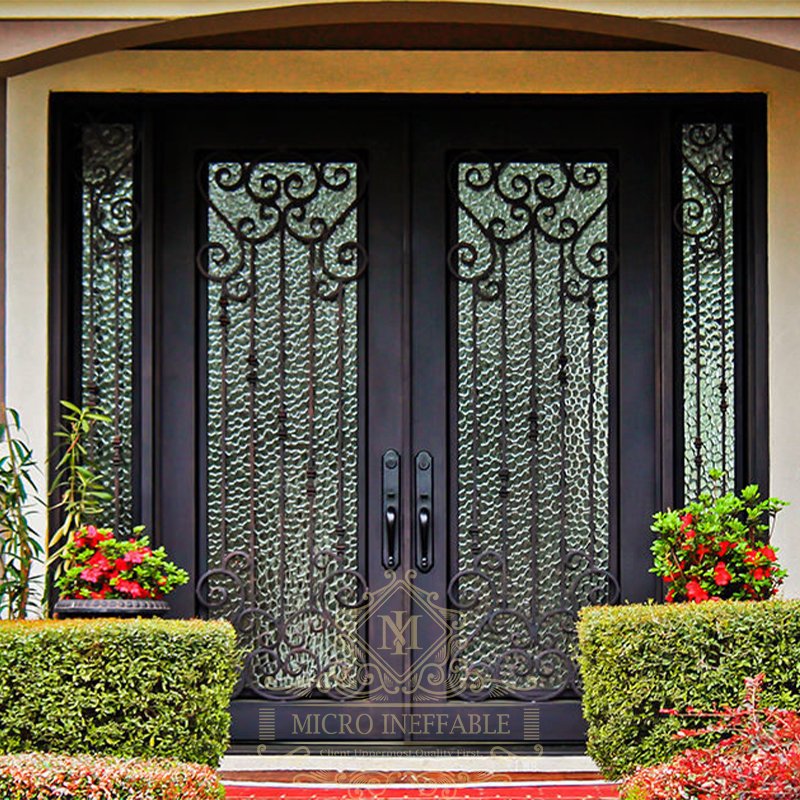 Top Level Modern Metal Exterior Iron Glass Entrance Main Door Wrought Iron Door Designs Iron Front Entry Door