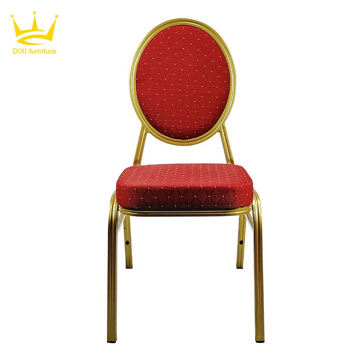 Customized Iron Aluminium Chair Hotel Dining Chairs Factory Stackable Red Metal Chair Used For Wedding Banquet