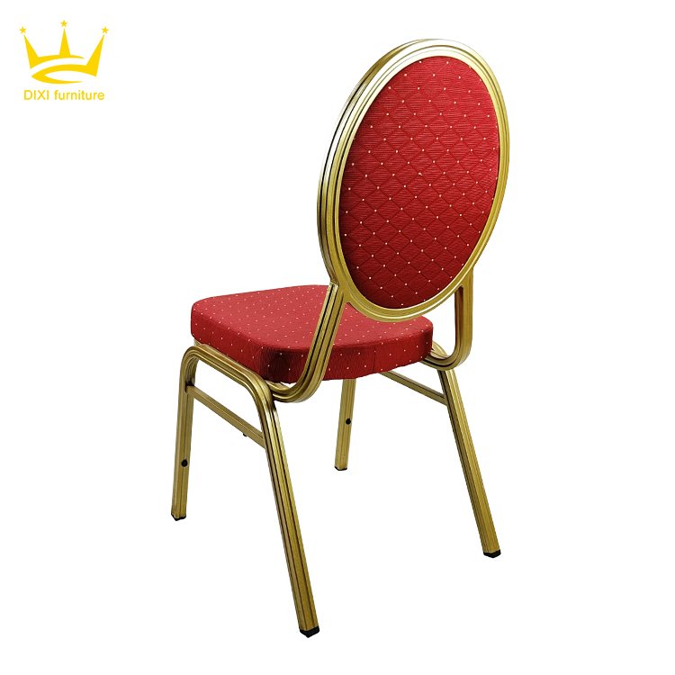 Customized Iron Aluminium Chair Hotel Dining Chairs Factory Stackable Red Metal Chair Used For Wedding Banquet