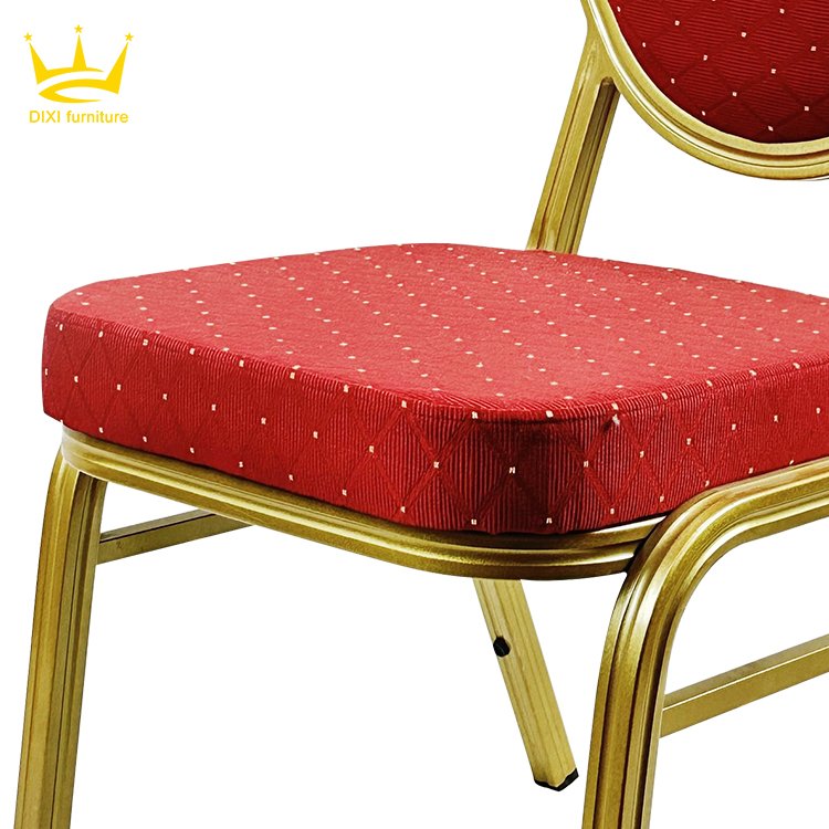 Customized Iron Aluminium Chair Hotel Dining Chairs Factory Stackable Red Metal Chair Used For Wedding Banquet