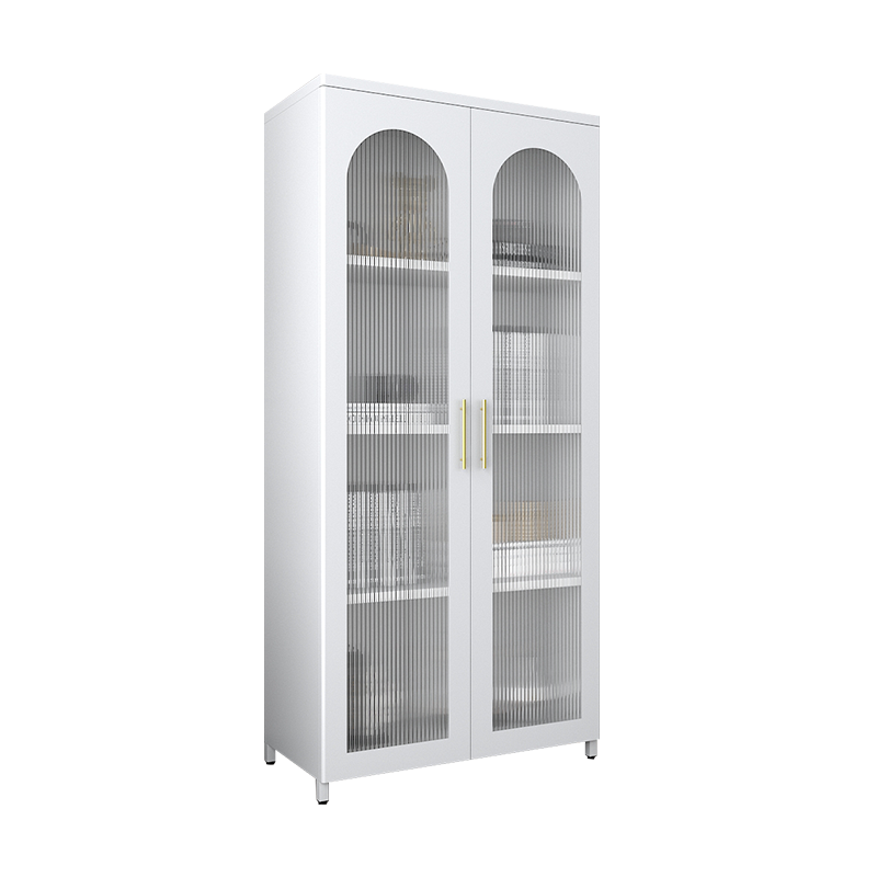 4 SHELF GLASS CABINET MODERN DESIGN DISPLAY BOOKSHELF WINE BAR TALL STORAGE CABINET