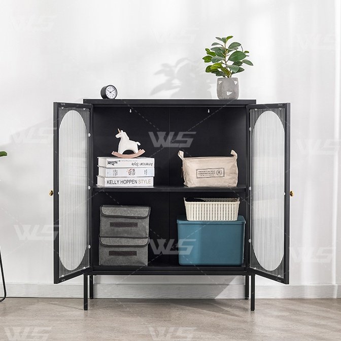 Modern Style Simple Bar Glass Display Cabinet Living Room Storage Patterned Glass Sideboard Cabinet