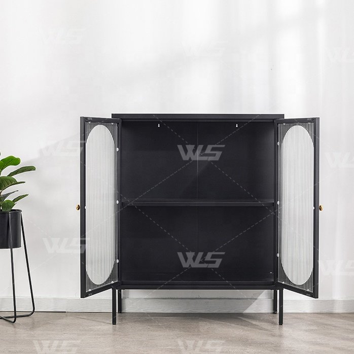 Modern Style Simple Bar Glass Display Cabinet Living Room Storage Patterned Glass Sideboard Cabinet