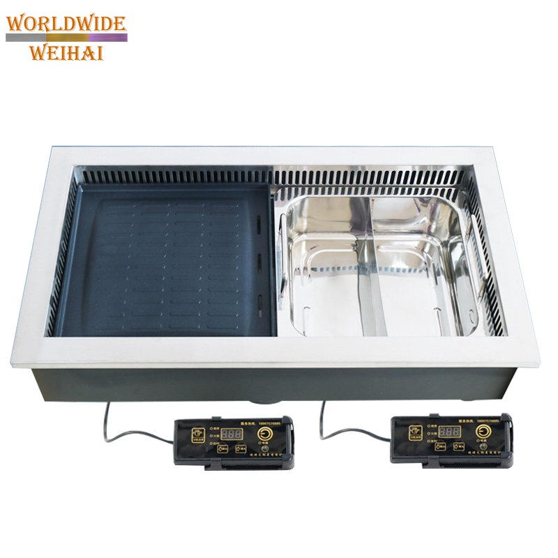 Commercial Stainless Steel Indoor Smokeless Large-sized Iron Pot Stewing Hot Pot Stove Dining Table
