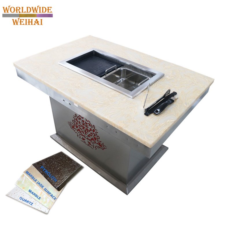 Commercial Stainless Steel Indoor Smokeless Large-sized Iron Pot Stewing Hot Pot Stove Dining Table