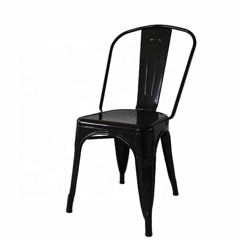 Simple Design High Back Outdoor Furniture Chair Stackable Colored Vintage Metal Dining Chair