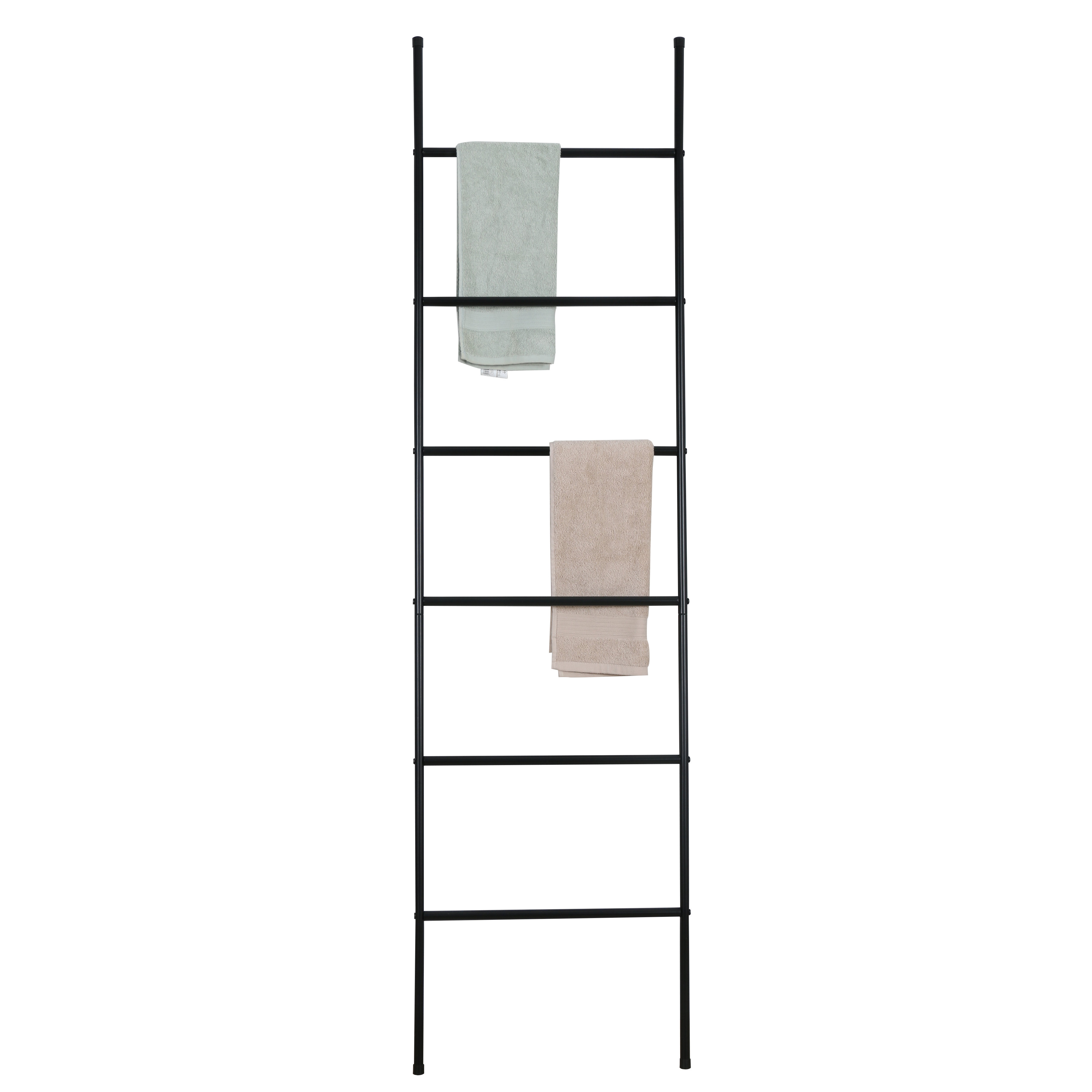 6 Levels Bathroom Accessory Towel Rack Trapezoidal Floor Standing Towel Rail Black Ladder Towel Rack