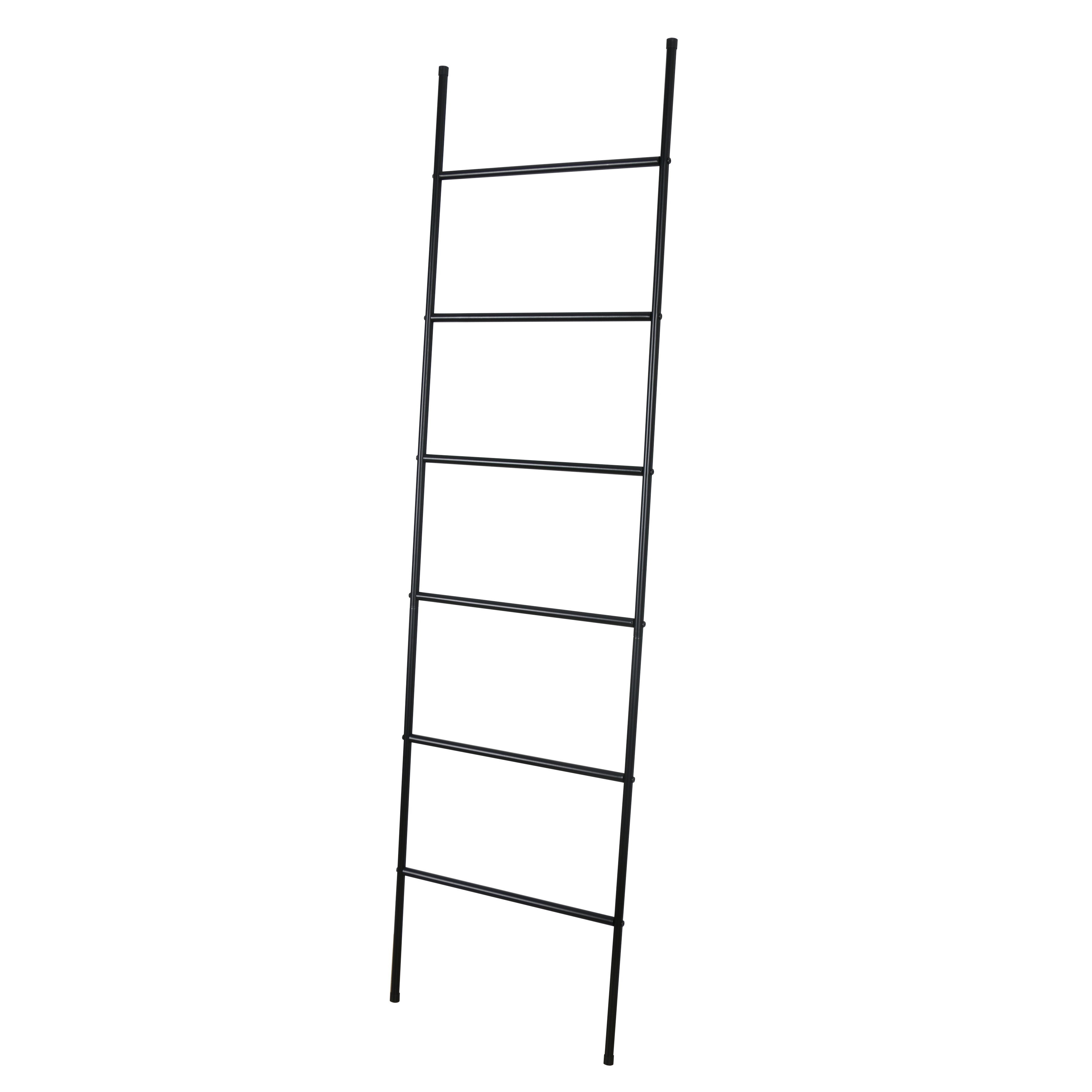 6 Levels Bathroom Accessory Towel Rack Trapezoidal Floor Standing Towel Rail Black Ladder Towel Rack