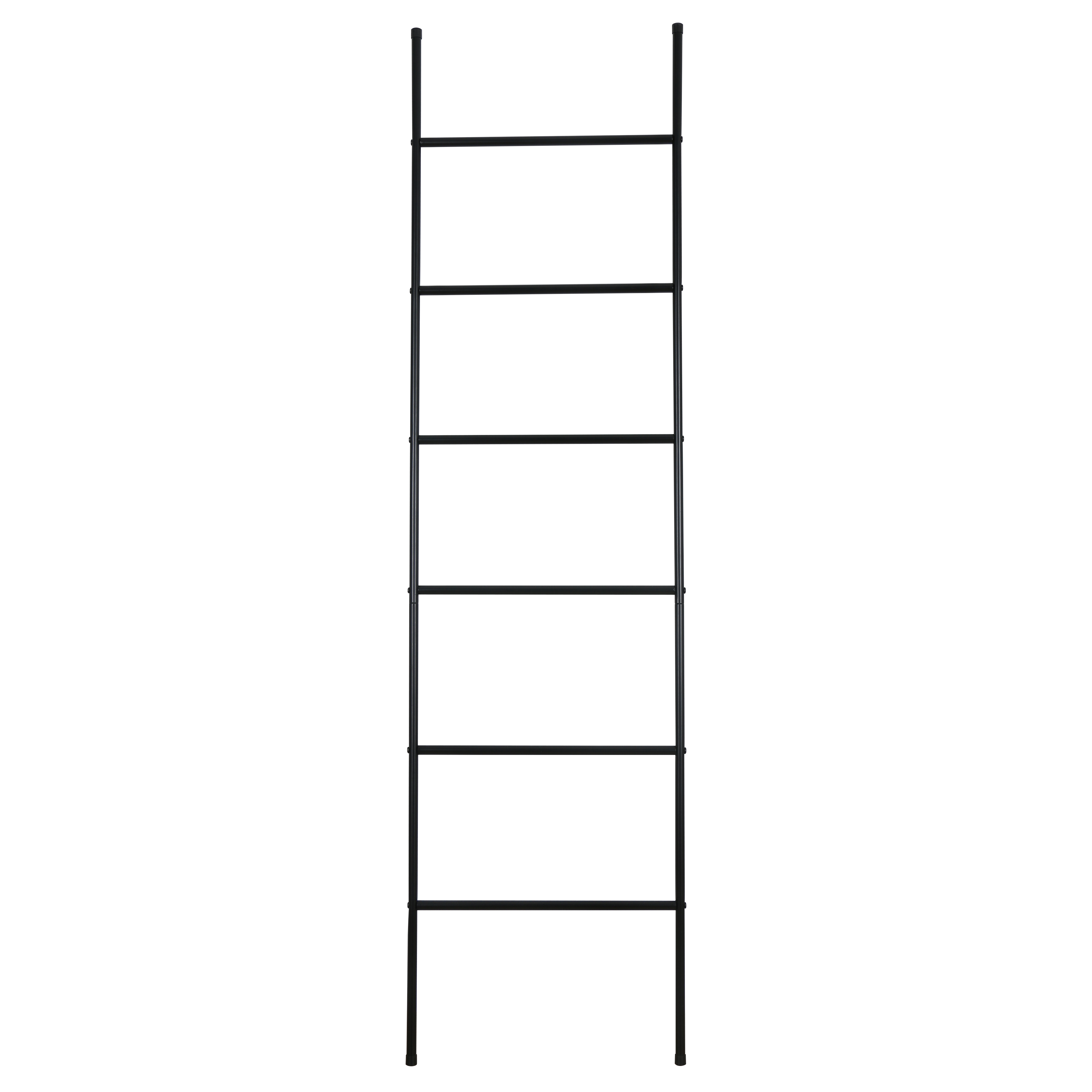 6 Levels Bathroom Accessory Towel Rack Trapezoidal Floor Standing Towel Rail Black Ladder Towel Rack