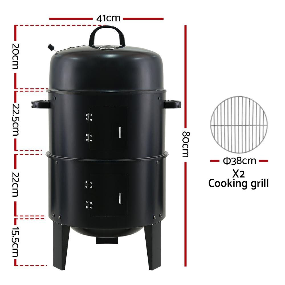 3 in 1 Tower Vertical Barrel Outdoor Barbecue BBQ Smoker Portable Oven Charcoal BBQ Grills