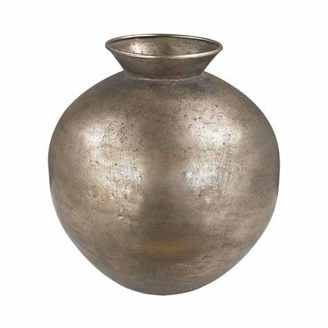 Iron Round Planter Brown Texture American Design Flower Pot For Desktop And Garden Decor Handmade Customizes