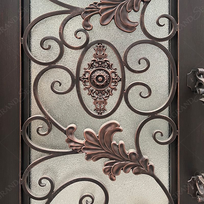 Classic Arched Main Security Double Entry Front Villa Restaurant Exterior Wrought Iron Doors