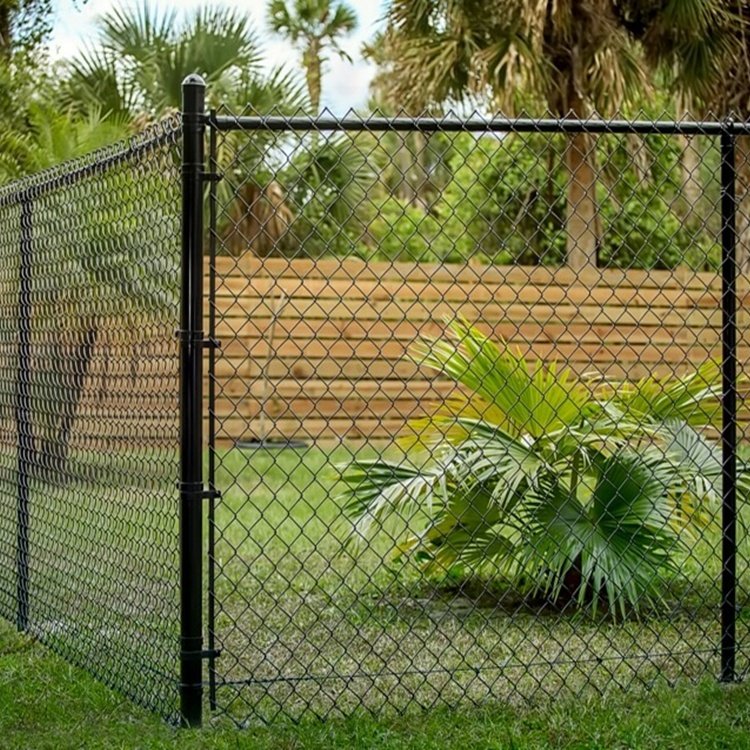 8ft PVC plastic black vinyl coated galvanized chain link fence with gate